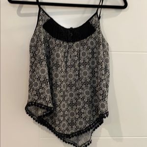 Black/white crochet cotton tank